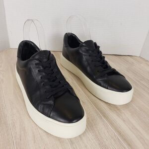 VINCE Benfield Leather Platform Black Sneakers Women’s Shoes Size 7.5M